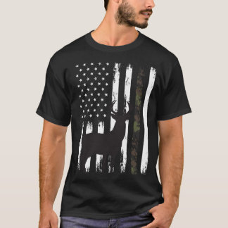 Whitetail Deer Hunting Hunter Buck Camo American T-Shirt