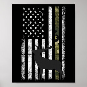 Whitetail Deer Hunting Hunter Elk Buck Camo Americ Poster