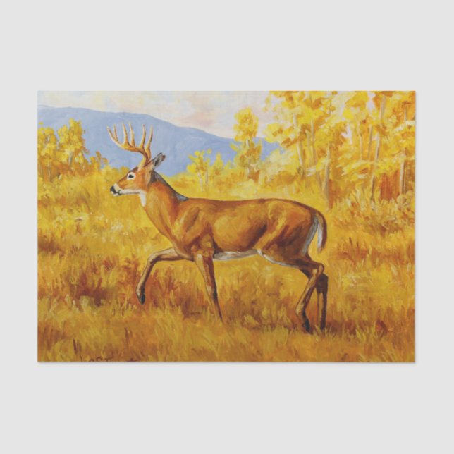 Whitetail Deer in Autumn Aspen Forest Tissue Paper (Front)