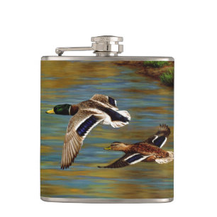 Whitetail Deer in Autumn New England Fall Colors Hip Flask
