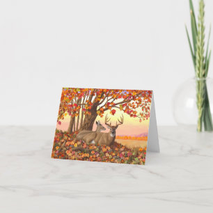 Whitetail Deer in Autumn New England Fall Colours Card