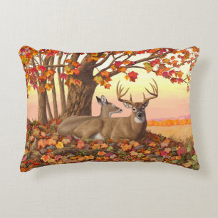 Whitetail Deer in Autumn New England Fall Colours Decorative Cushion