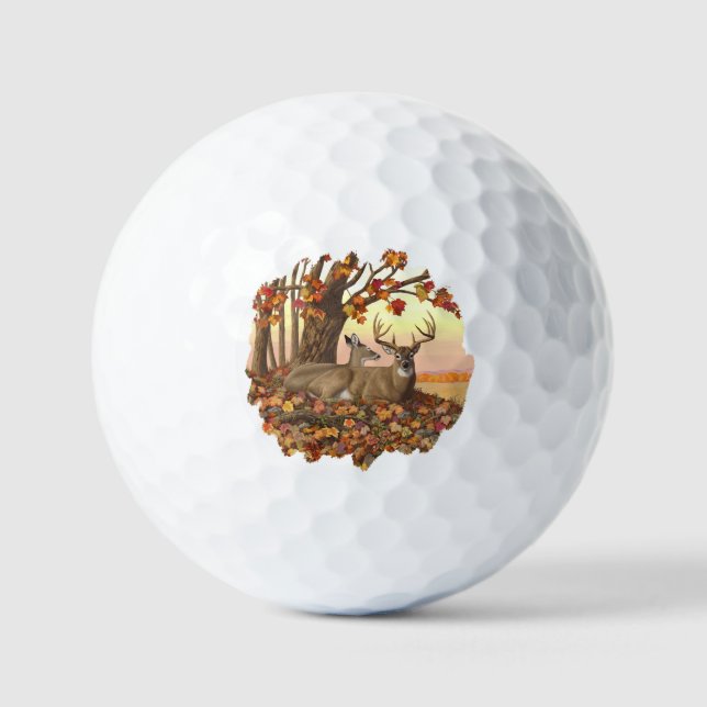 Whitetail Deer in Autumn New England Fall Colours Golf Balls (Front)