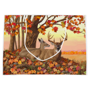 Whitetail Deer in Autumn New England Fall Colours Large Gift Bag