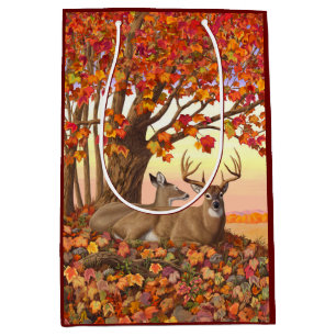 Whitetail Deer in Autumn New England Fall Colours Medium Gift Bag
