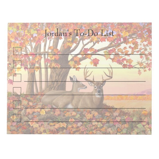 Whitetail Deer in Autumn New England Fall Colours Notepad (Front)