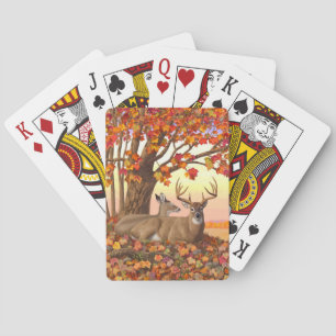Whitetail Deer in Autumn New England Fall Colours Playing Cards