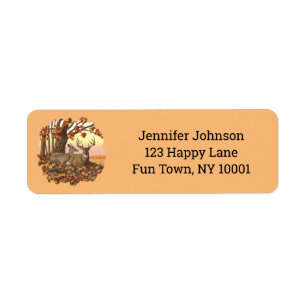 Whitetail Deer in Autumn New England Fall Colours Return Address Label