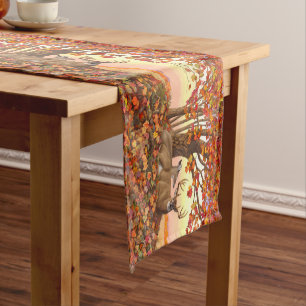 Whitetail Deer in Autumn New England Fall Colours Short Table Runner
