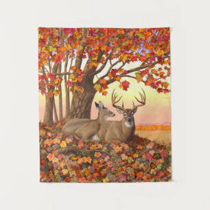 Whitetail Deer in Autumn New England Fall Colours Tapestry