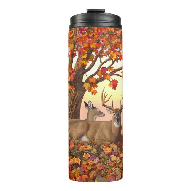 Whitetail Deer in Autumn New England Fall Colours Thermal Tumbler (Front)