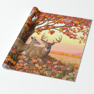 Whitetail Deer in Autumn New England Fall Colours Wrapping Paper