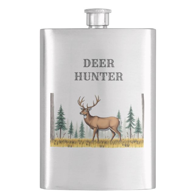Whitetail Deer In Field Hunter Flask (Front)