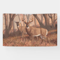 Whitetail Deer In Forest Retro Style Nature