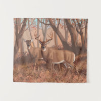 Whitetail Deer In Forest Retro Style Nature