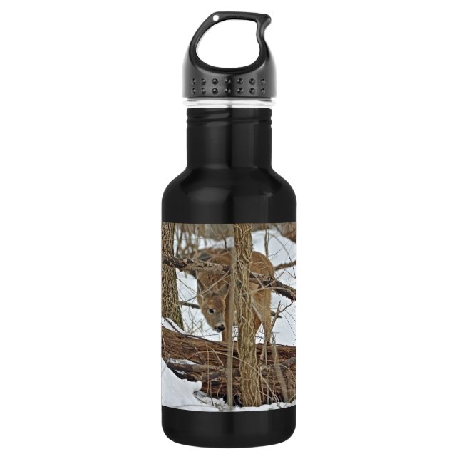 Whitetail Deer In Snow 532 Ml Water Bottle (Front)