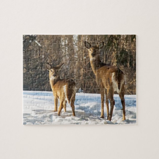 Whitetail Deer in Snow Jigsaw Puzzle (Horizontal)