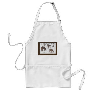 Whitetail Deer In Snowy Woods - Merry Christmas Standard Apron