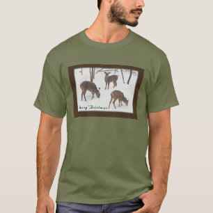 Whitetail Deer In Snowy Woods - Merry Christmas T-Shirt