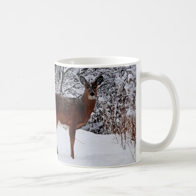 Whitetail  Deer in Winter Snow Coffee Mug (Right)
