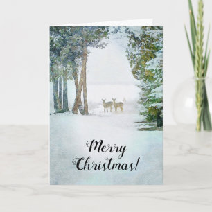 Whitetail Deer in Winter Snow Wildlife Christmas Card
