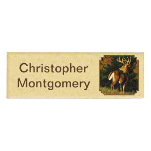 Whitetail Deer Monster Buck Yellow Name Tag