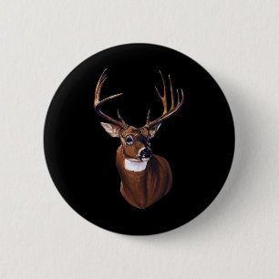Whitetail Deer Portrait Antlers Wildlife Animal Gr 6 Cm Round Badge