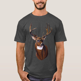 Whitetail Deer Portrait Antlers Wildlife Gift T-Shirt