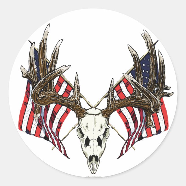 Whitetail deer skull 1 classic round sticker (Front)