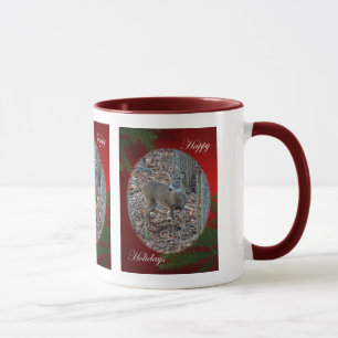 Whitetail Deer Spike Buck Happy Holidays Series Mug