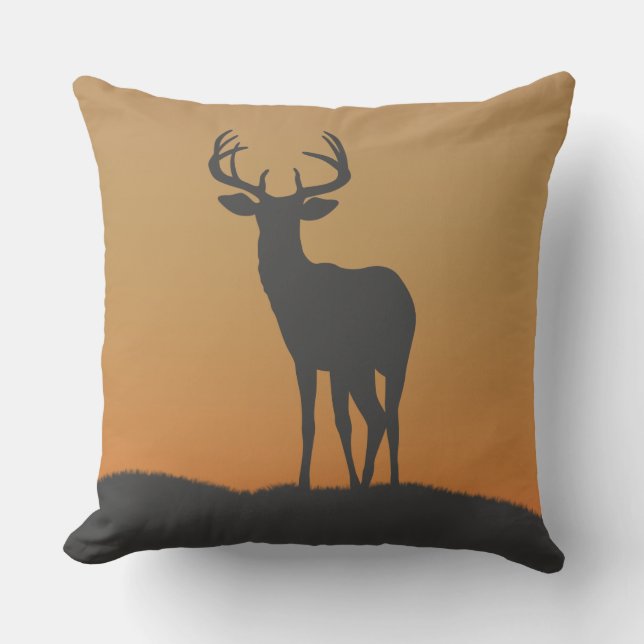 Whitetail Deer Sunrise Throw Pillow (Front)