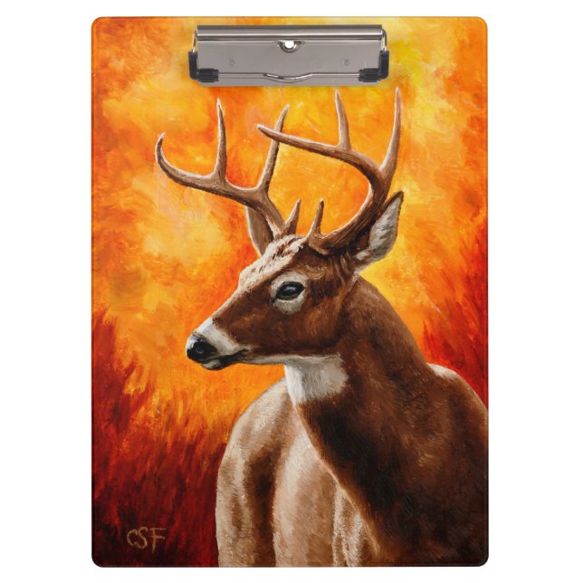 Whitetail Deer Trophy Buck Head Clipboard (Front)
