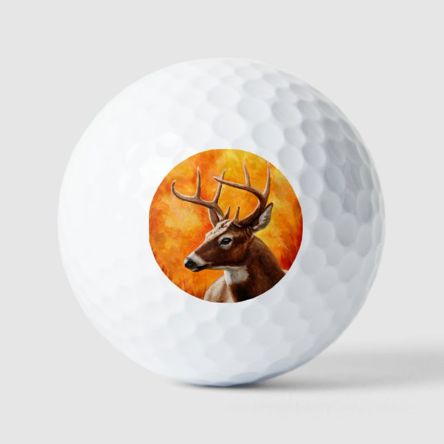 Whitetail Deer Trophy Buck Head Golf Balls (Front)