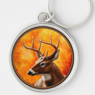 Whitetail Deer Trophy Buck Head Key Ring