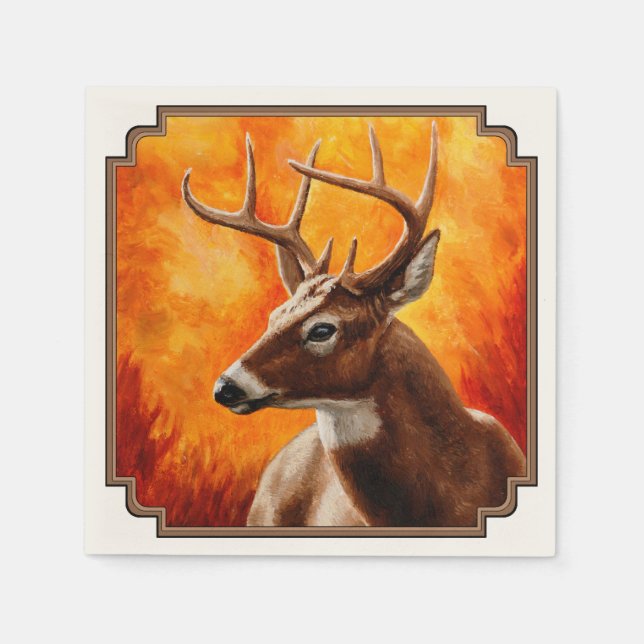 Whitetail Deer Trophy Buck Head Napkin (Front)