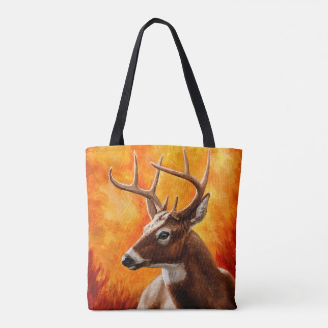 Whitetail Deer Trophy Buck Head Tote Bag (Back)