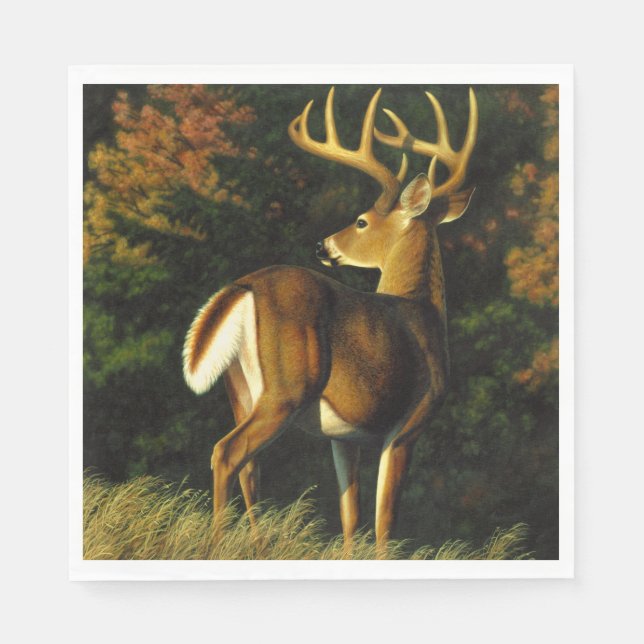 Whitetail Deer Trophy Buck Hunting Napkin (Front)