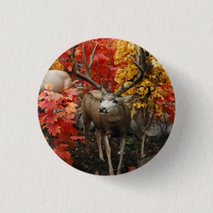 Whitetail In Autumn 3 Cm Round Badge