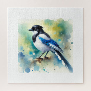Whitethroated Magpie Jay 100924AREF117 - Watercolo Jigsaw Puzzle