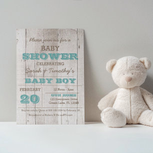 Whitewash Blue Baby Shower Invitation