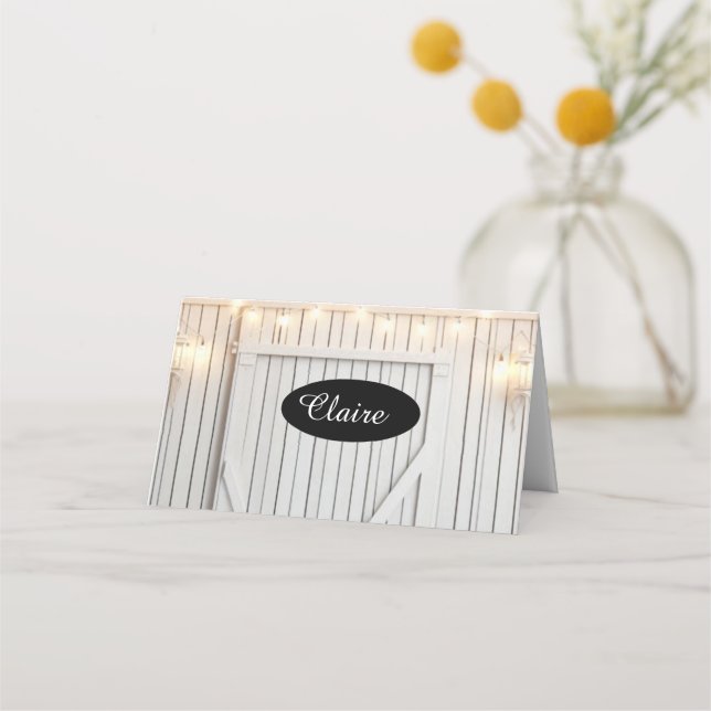 Whitewash Farmhouse Lights Table Place Card (Front)