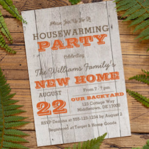 Whitewash Orange Housewarming Invitation