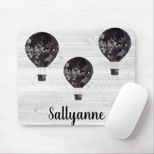 WHITEWASH RUSTIC HOT AIR BALLOON CUSTOMIZABLE MOUSE PAD