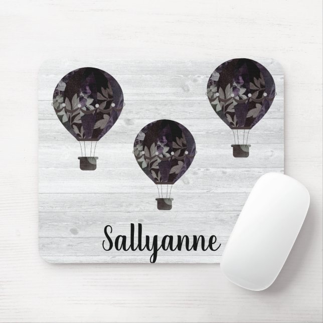 WHITEWASH RUSTIC HOT AIR BALLOON CUSTOMIZABLE MOUSE PAD (With Mouse)