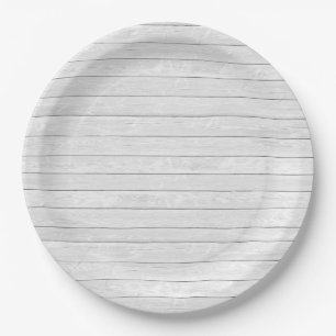 Whitewash Slat Wood White Boards Paper Plate
