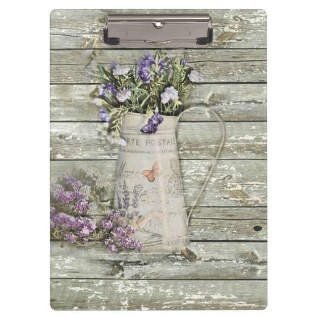 whitewashed barn wood farmhouse summer lavender clipboard (Front)