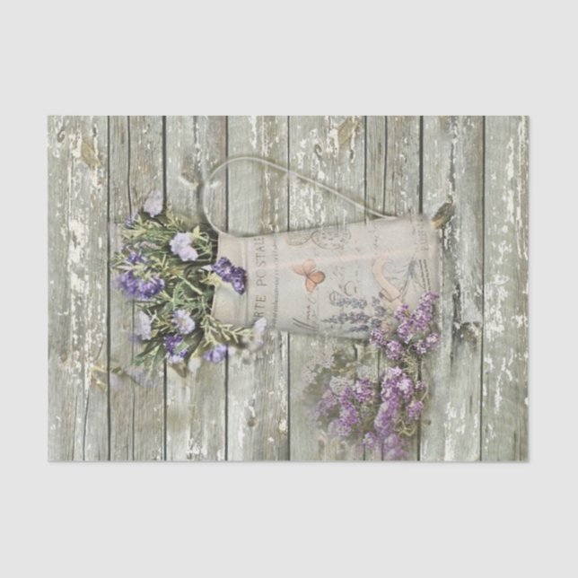 whitewashed barn wood farmhouse summer lavender tissue paper (Front)