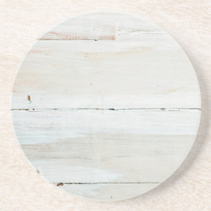 Whitewashed Barn Wood White Woodgrain Coaster