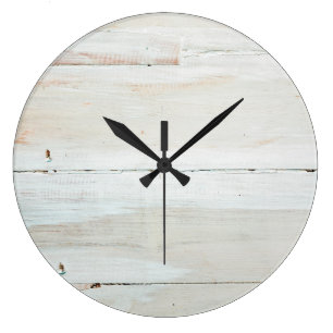 Whitewashed Barn Wood White Woodgrain Large Clock