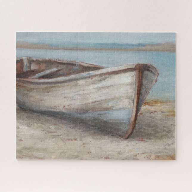 Whitewashed Boat on the Shore Jigsaw Puzzle (Horizontal)